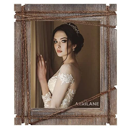 8x10 Picture Frame Wood Rustic, Decorative, Distressed 8 x 10 Inches - Style C