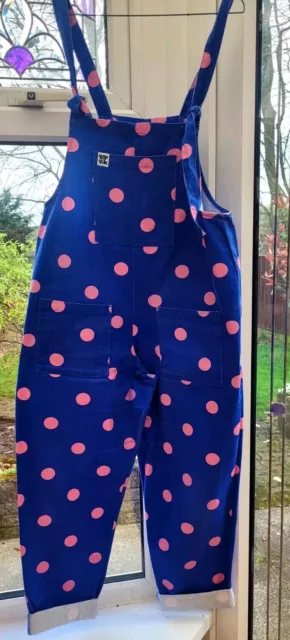 lucy and yak dungarees,   size 12R  blue and pink polka dots, very cute