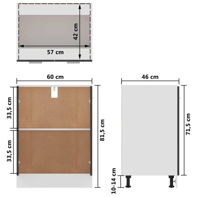 Armoire de plancher Gris 60x46x81,5 cm Aggloméré 10