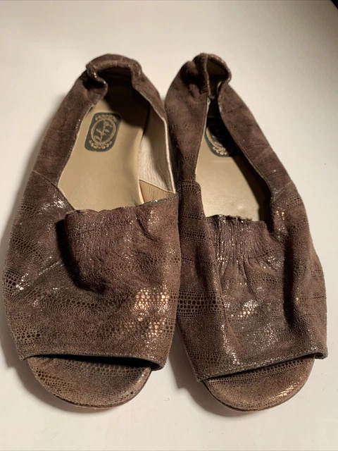Salpy 7.5 Hand-Crafted Janet Shoes U.s.a. Brown Sparkle Speck Peep Toe Flats Salpy 7.5 Hand-Crafted Janet Shoes U.s.a. Brown Sparkle Speck Peep Toe Flats