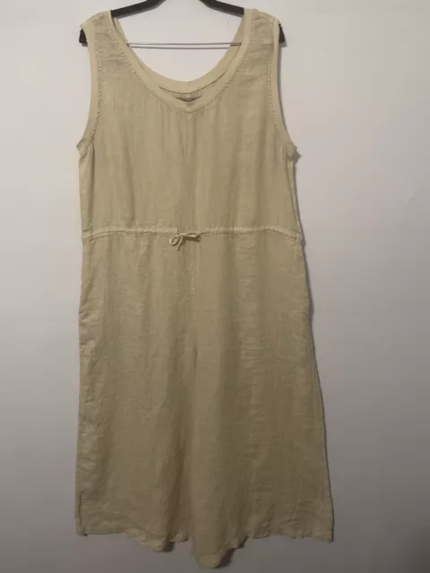 Flax Urban Beige 100% Linen Wide Leg Sleeveless Lightweight Jumpsuit Size Medium