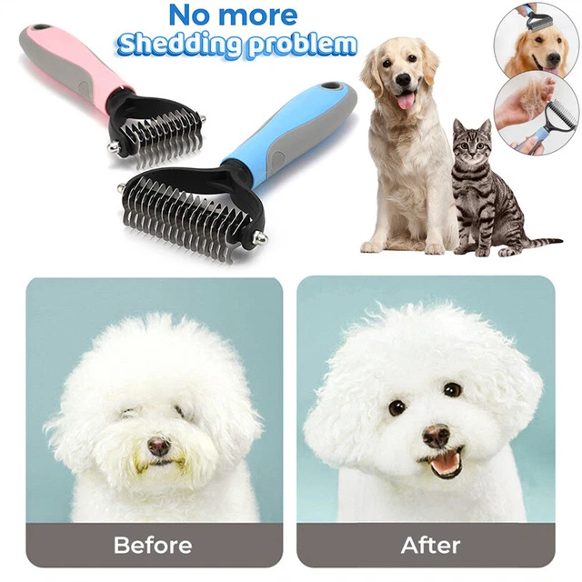 Pet Dog Cat Hair Fur Deshedding Shedding Trimmer Grooming Rake Comb Brush Tool