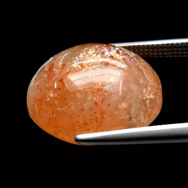 9.32ct 14x12.2mm Oval Cabochon Natural White-Orange Sunstone, Mozambique