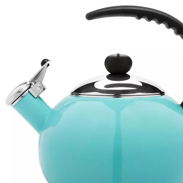 Modern Luna Whistling Stovetop 2.5qt Tea Kettle Pot Aqua Teal