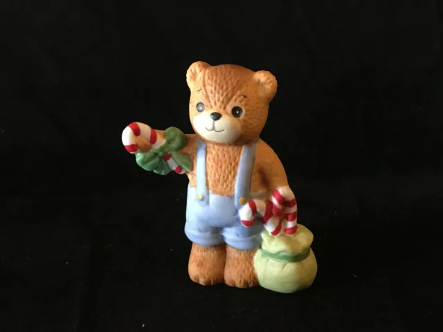 Lucy & Me Christmas Boy Bear With Candy Cane Lucy Rigg ENESCO 1985 Rare