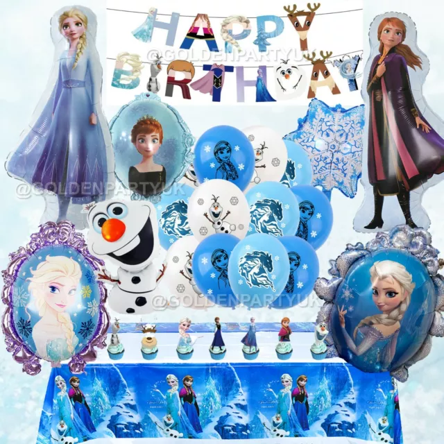 Frozen Elsa Anna Balloons Banner Foil Latex Girls Happy Birthday Kid Party Decor
