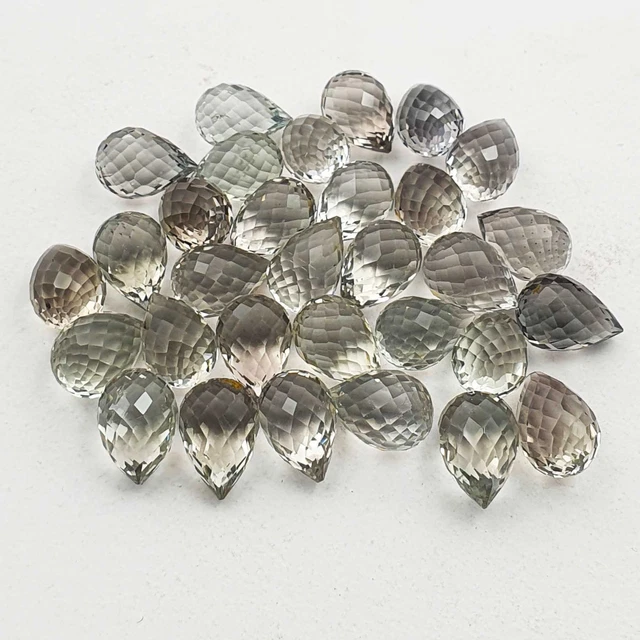 Natural Green Amethyst Drops Checker Cut Loose Stone Lot 21 Pcs 8*12 MM 100 CT
