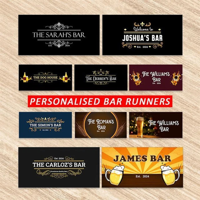 Bar Mat Printing Personalised Neon Cocktail Bar Mat / Bar Runner - Custom Text For Home Pub, Party, Or Special Occasion Personalised Bar Runner - Foto 9