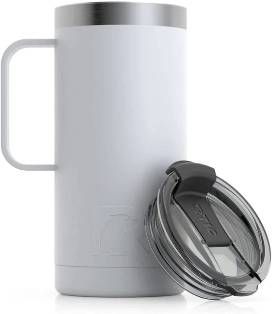 RTIC 16 oz Coffee Travel Mug with Lid and Handle, 2 Piece Set, Chalk