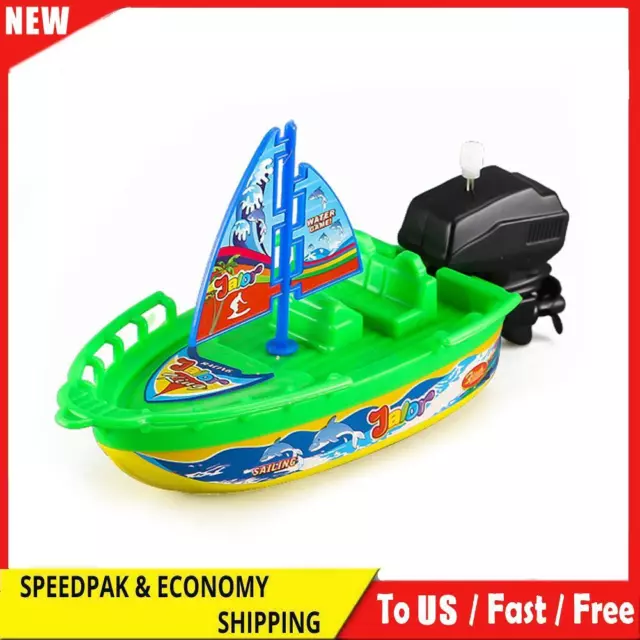 Speed Boat Ship Wind up Clockwork Float Children Water Boat Toy (Sailboat)