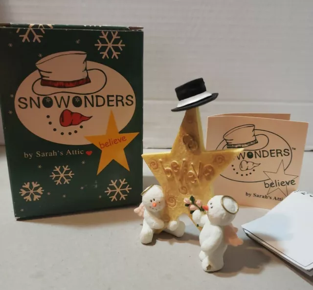 Sarah's Attic Snowonders Believe in Marriage Wedding Bride Snowman Angel Shower