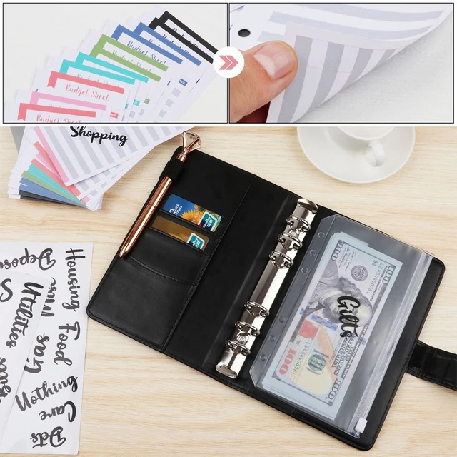 Planner Etiketten PU Deckel Bargeld A6 Bindeschutz Taschen Binder für Budget