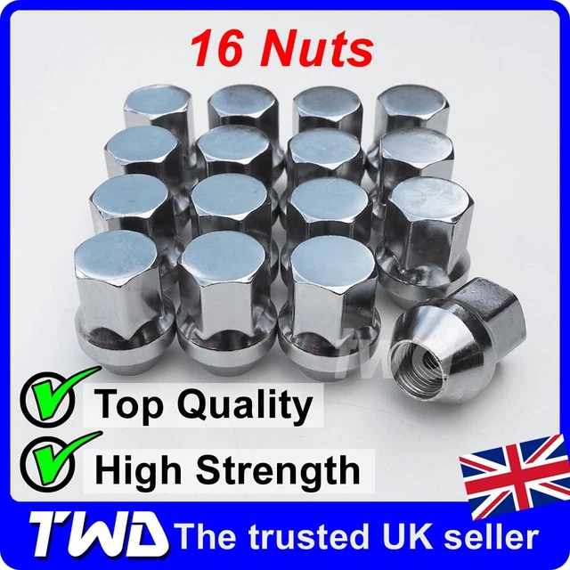Grade 10.9 Steel Lug Nuts 20-Piece Chrome Alloy Wheel Nut Set For Jaguar XF XF-R XE - M12x1.5 Thread, Silver, Lug Bolt Studs M12x1.5 Alloy Wheel Nuts