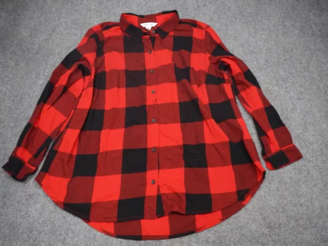 Old Navy Flannel Shirt Women's Plus Size 2X Red Black Buffalo Plaid Pattern