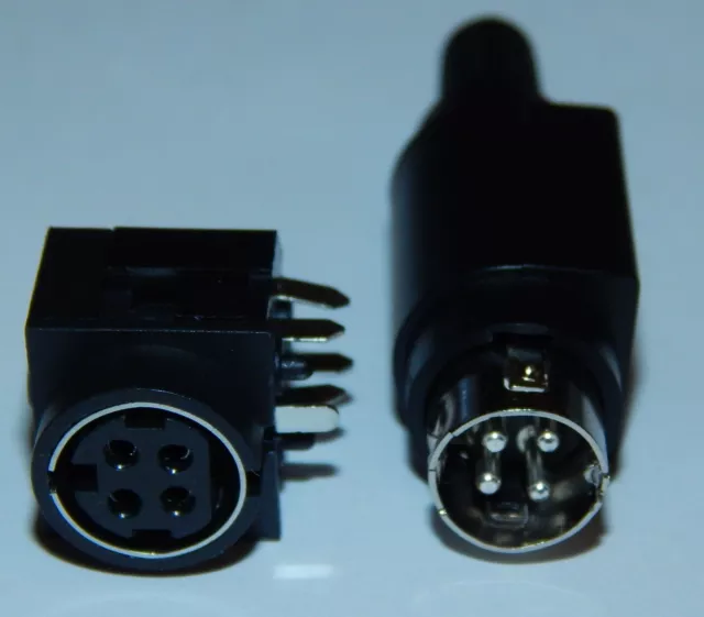 4 polig Mini Power DIN Stecker Lötversion mit Verriegelung + Buchse Einbaubuchse