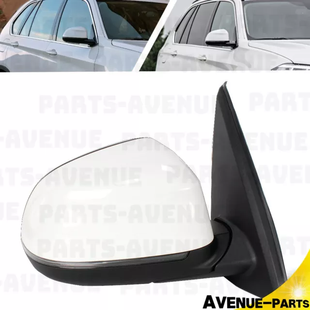 Right Passenger White Heated Blind Line Turn Light Mirror For BMW X5 F15 14-17