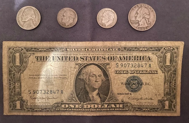 Coin and Currency Set, U. S. 1957, Silver Certificate
