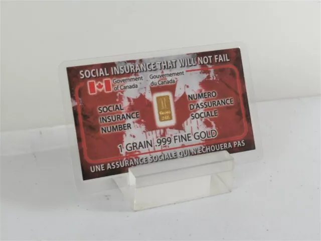 CANADA SOCIAL INSURANCE THAT WON'T FAIL Approx1/15 gram PURE GOLD 999 FINE BB21