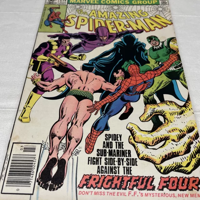 Amazing Spider-Man #214 NEWSSTAND (1981) Romita Jr. Namor Frightful Four Mid