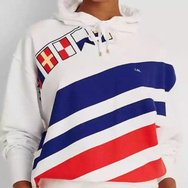 Lauren Ralph Lauren Women's Flags and Stripes French Terry Hoodie NWT