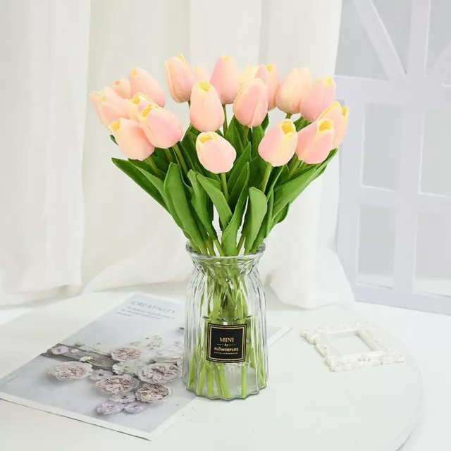 5/10 / 20pcs Artificial Tulipán Flor Ramo para Boda Artículos Fiestas Hogar Deco 2