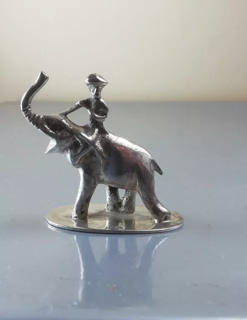 800er Silber Miniatur Elefant mit Reiter