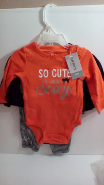 Halloween Baby Girl Outfit 3 Pc Carter's So Cute It's Scary Size 3 Months NWT