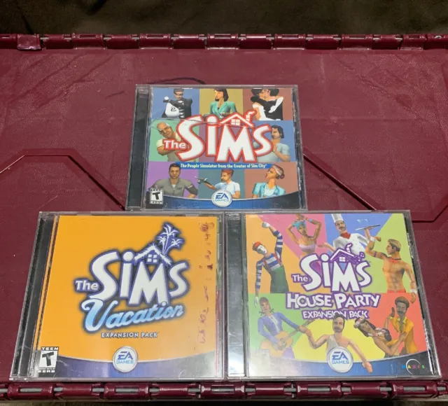 The Sims (PC CD, 1999) Complete VACATION & HOUSE PARTY EXPANSIONS FAST SHIPPING