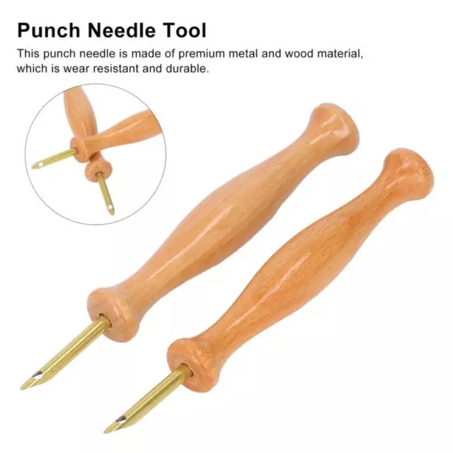 Juego de agujas perforadoras con mango de madera 2 piezas herramientas con aguja perforadora para bordar
