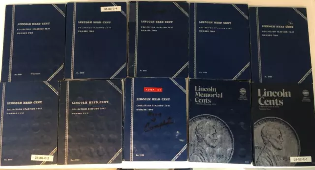 Lot Of Ten Whitman Folders Of Lincoln Head Cent #2 Collection Starting 1941