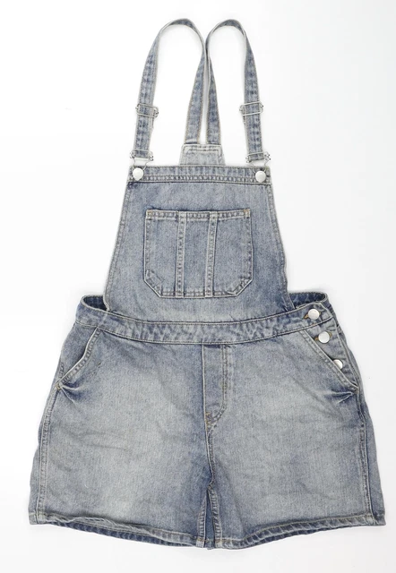 Dungaree da donna blu cotone Topshop taglia 10 bottone