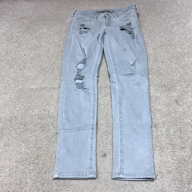American Eagle Outfitters Jegging Jeans Women’s Gray Distressed Pockets Size 4