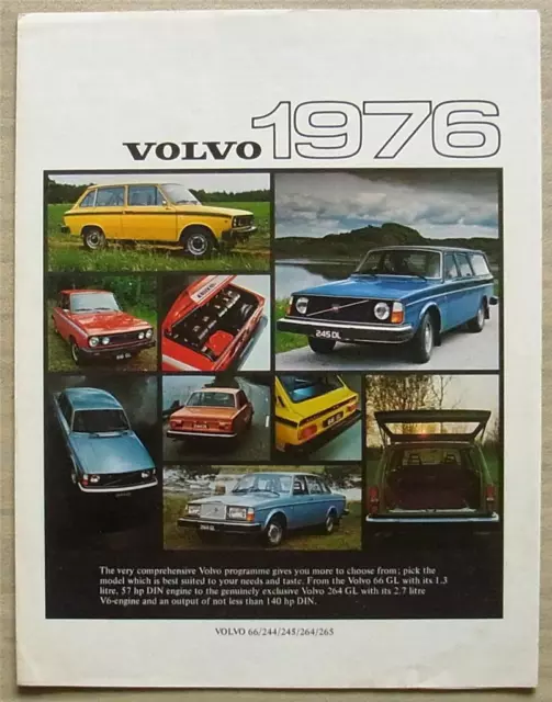 VOLVO 66GL 244DL/GL 245DL/DLE 264DL/GL 265DL Car Sales Brochure 1976 #2844-76