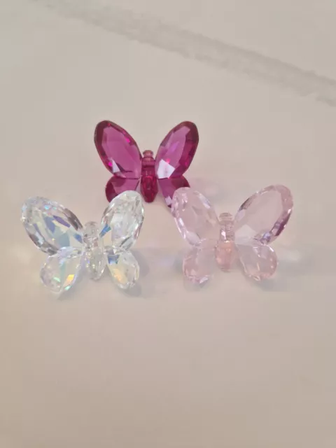 Swarovski Set Of 3 Pink Butterflies