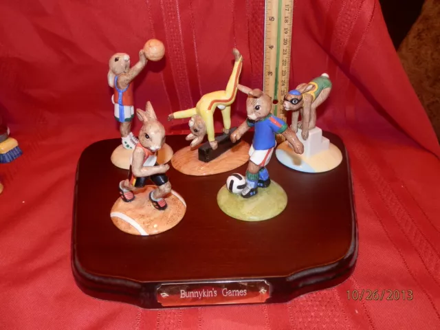 Royal Doulton Bunnykins Games Set RUNNER, SOCCER, SWIMMING, GYMNAST & BASKETBALL