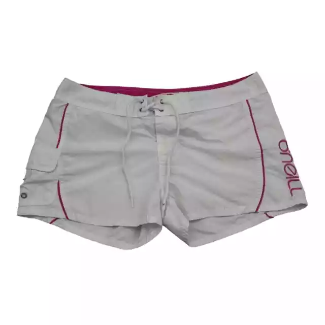 Oneill Shorts Womens L White Flat Front Drawstring Pockets Board Shorts