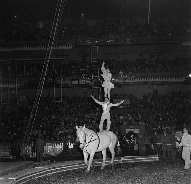 PERFORMERS RIDE A Horse 1948 Ringling Barnum & Bailey Circus OLD PHOTO