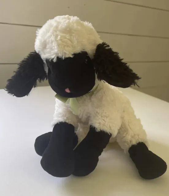 Bunnies by the Bay Black And White Lamb Sheep Plush 12" Stuffed Animal Toy Lovey