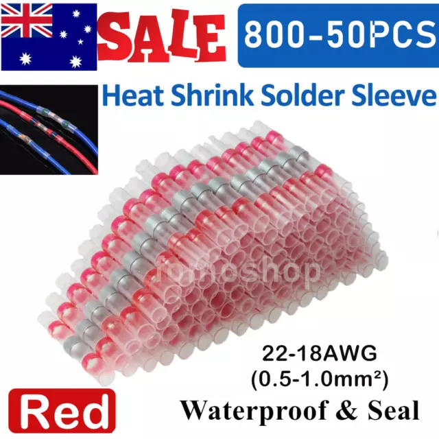 800Pcs Waterproof Heat Shrink Wire Connectors Solder Seal Sleeve Butt Terminals
