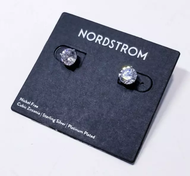 Nordstrom Precious Metal Platinum Plated 8.0ct tw Cubic Zirconia Earrings