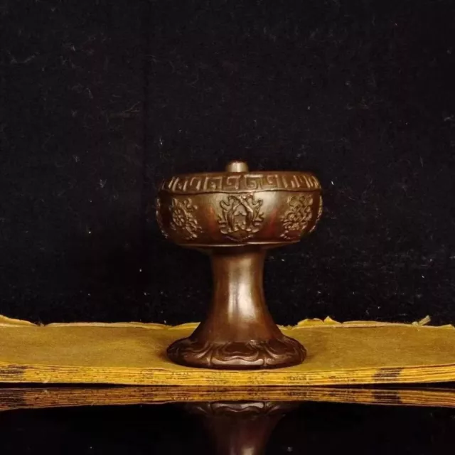 Vintage Chinese Copper Alloy Eight Treasure Oil Lamp