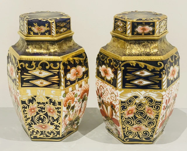 Sehr Seltenes Antikes Antikes Königliches Kronenderby Imari-Muster * Tee-Caddys* - Sehr Schön.