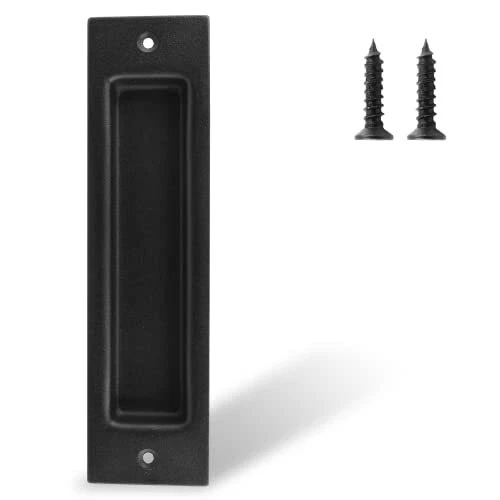 Auvotuis 8 Inch Sliding Barn Door Handle Black Modern Finger Slotted Pull Han...