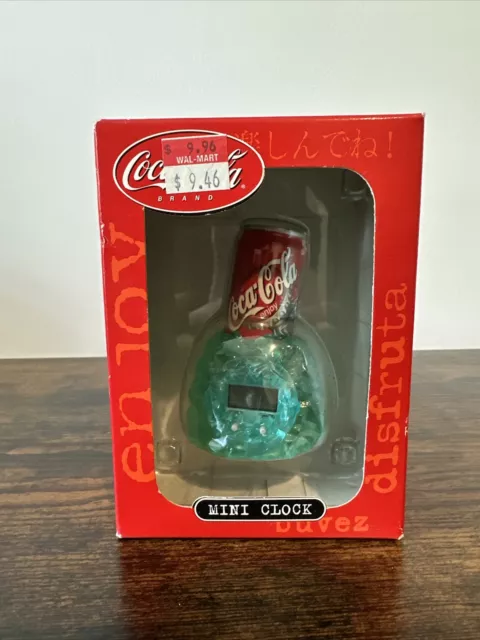 Vintage NOS Coca-Cola COKE Can on Ice MINI CLOCK - box