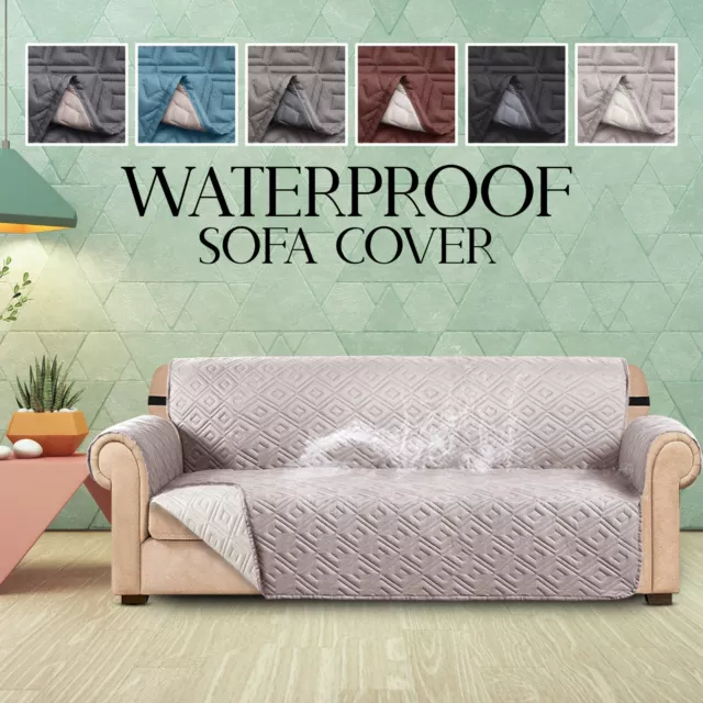 Sofa Slip Covers Quilted Throws Waterproof Pet Protector Reversible Couch Cover