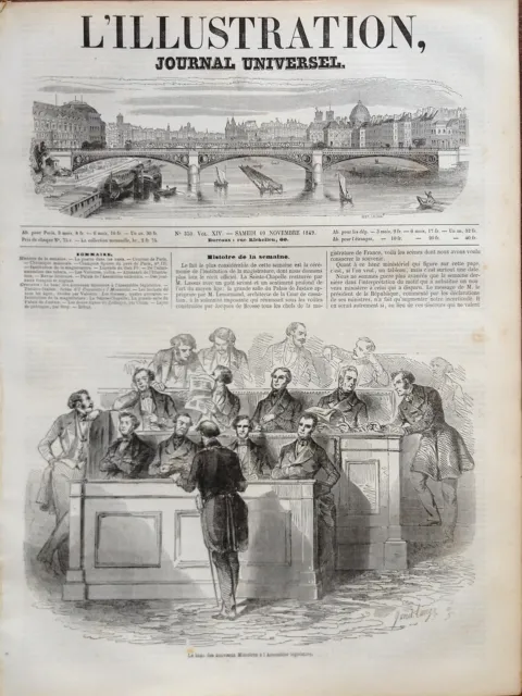 L'illustration 1849 N 350 Le Banc Des Nouveaux Ministres A L'assemblee Nationale