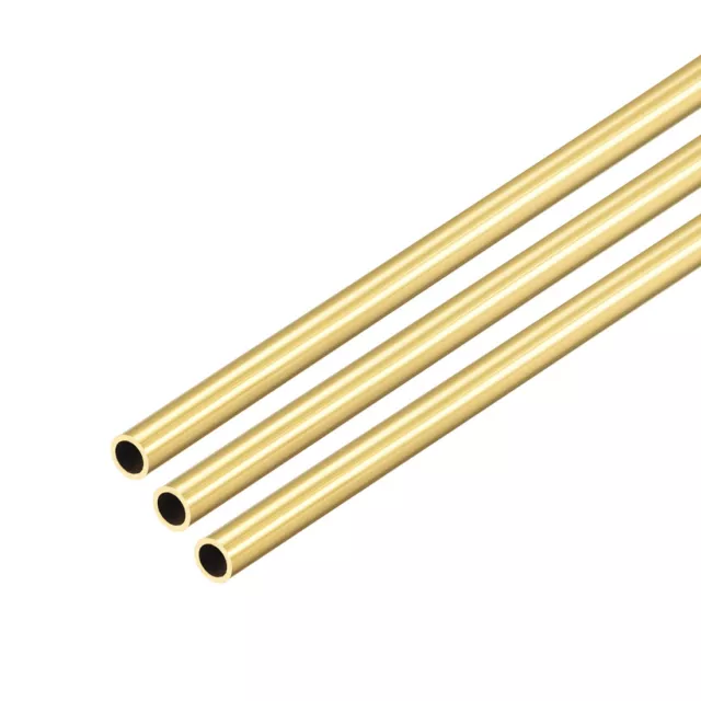 Brass Round Tube 300mm Length 4mm OD 0.5mm Wall Thickness Seamless Tubing 3 Pcs