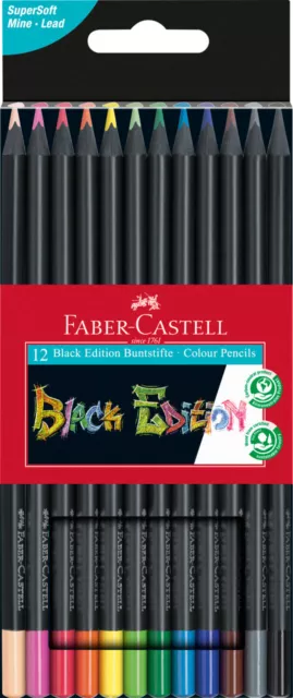 FABER CASTELL Farbstifte Buntstifte Black Edition 12 24 36 Farben + neon,pastell