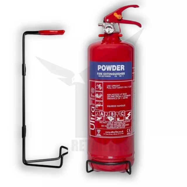 SALE !! 2kg ABC Dry Powder Fire Extinguisher With Bracket, 5 Year Warranty, CE