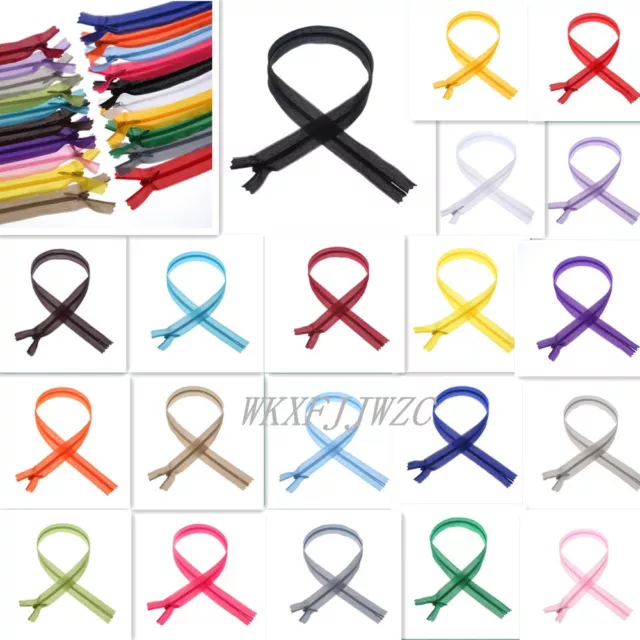 3# Nylon Invisible (12-20inch) Silk Zippers Sewing Tailoring Accessories 20color
